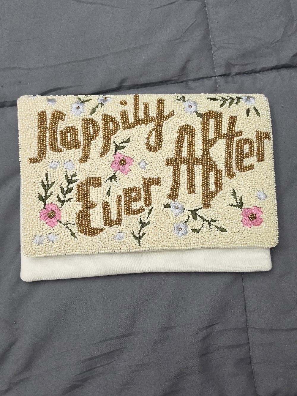 Happily Ever After Beaded Purse - Cream, Pink & Gold Accents